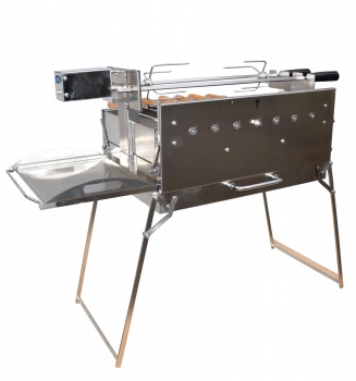 Kombi- und Campinggrill Spiessgrill 45 Portable Edelstahl Holzkohlegrill Spießgrill Churrasco 45 portable mit Deckel